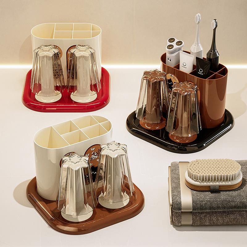 Multifunctional Bathroom Toothbrush Holder Countertop Toothpaste
