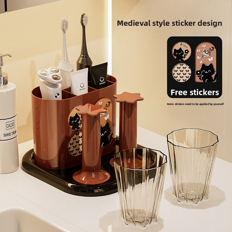 Multifunctional Bathroom Toothbrush Holder Countertop Toothpaste