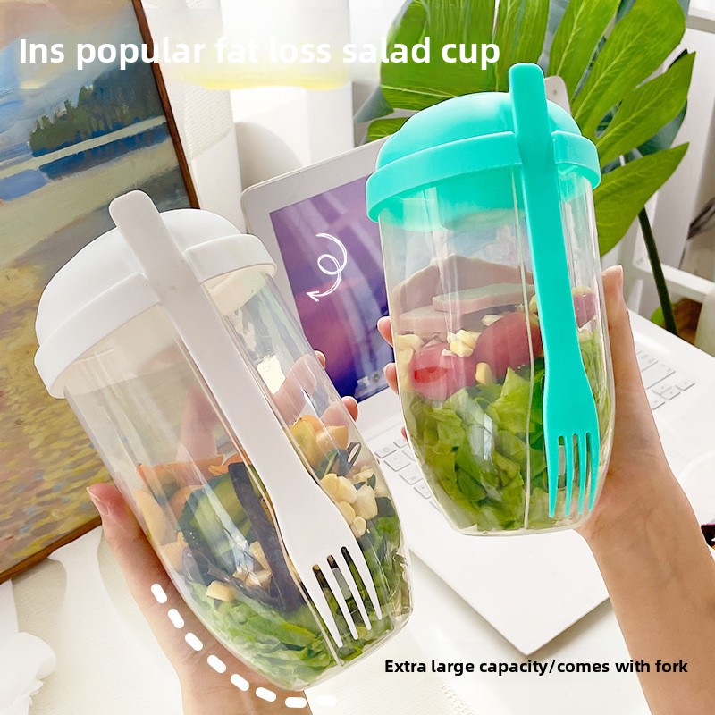Mason Jar Breakfast Salad Cup Portable Yogurt Smoothie Cup With Fork Healthy Food