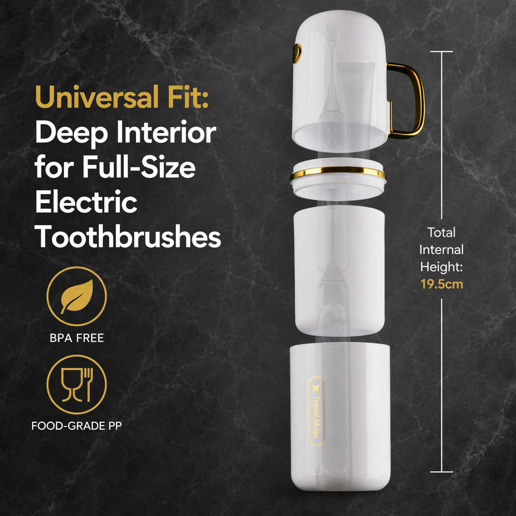 Luxury 3-in-1 Travel Toiletry Cup Set Portable Toothbrush and Toothpaste Storage Case