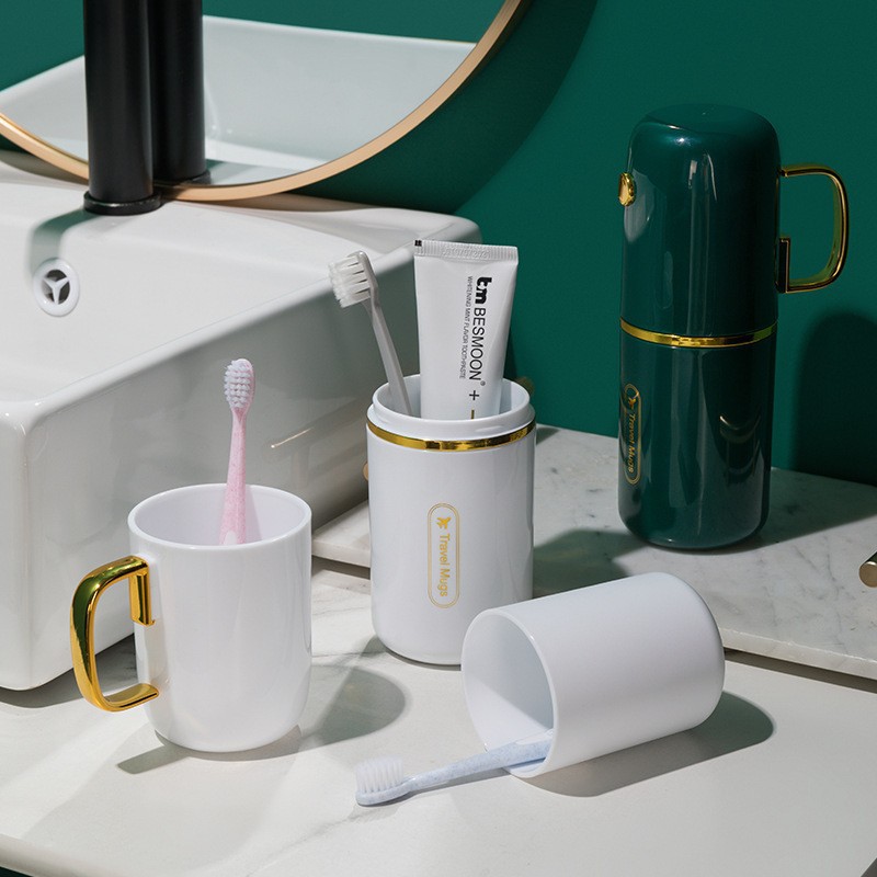 Luxury 3-in-1 Travel Toiletry Cup Set Portable Toothbrush and Toothpaste Storage Case