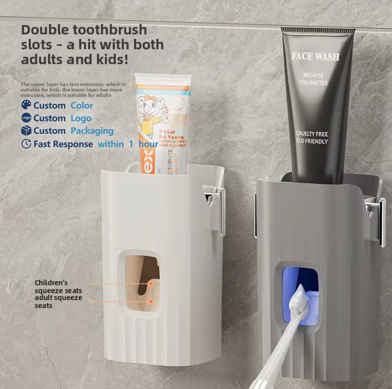 Automatic Hands-free Toothpaste Dispenser Wall Mounted Punch-free Squeezer Rack
