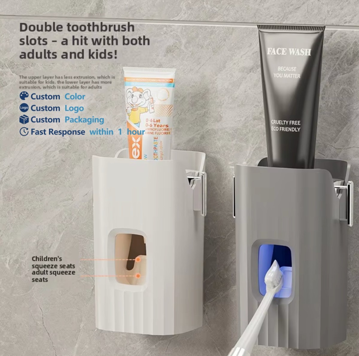Automatic Hands-free Toothpaste Dispenser Wall Mounted Punch-free Squeezer Rack H30763ca2062f421aaff19b45833b2c2fE