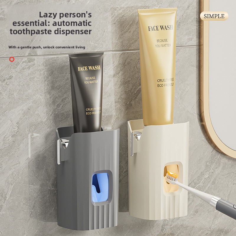 Automatic Hands-free Toothpaste Dispenser Wall Mounted Punch-free Squeezer Rack