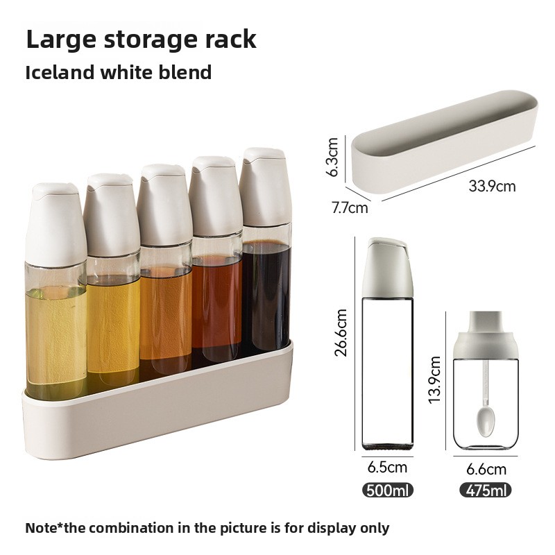Glass Oil Seasoning Bottle Jar Set Automatic Opening Closing Lid Combination for Kitchen