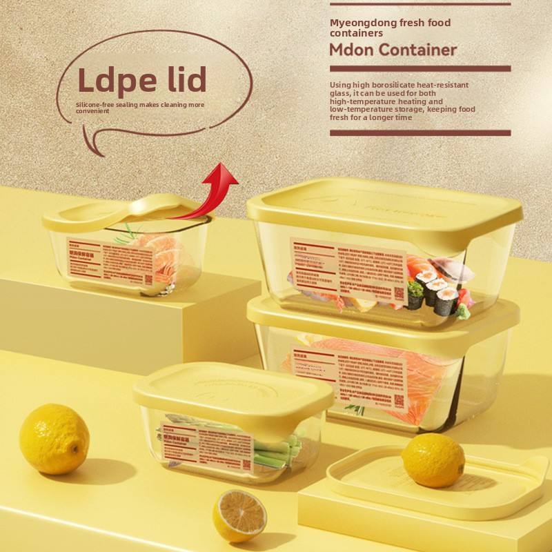 Borosilicate Glass Food Container with LDPE Lid Heat Resistant Stackable Meal Prep Bowl He18c65efda6b4ac2ab9dbb412fc45b157