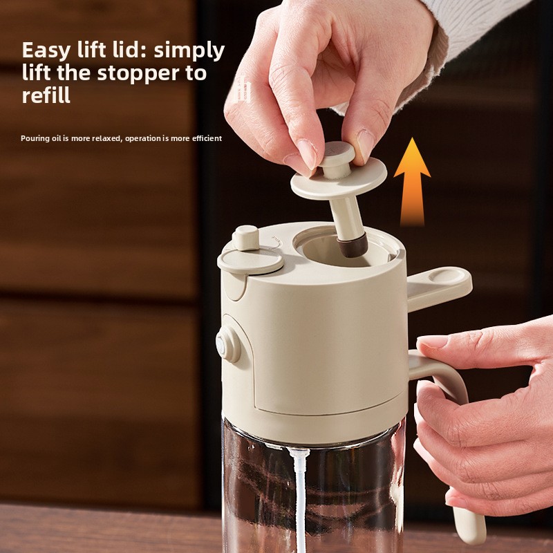 Automatic Opening Closing Glass Oil Pot Kitchen Spray Dual-purpose High-value Oil