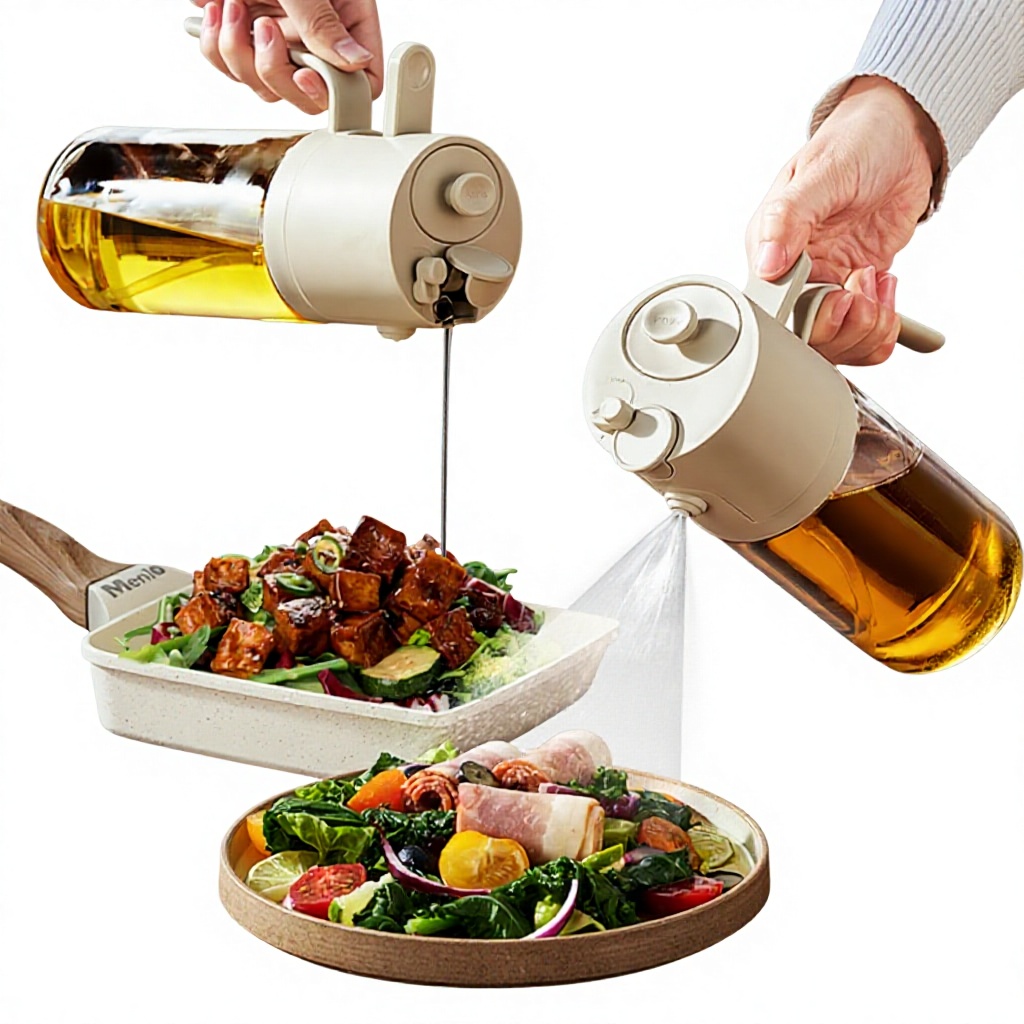 Automatic Opening Closing Glass Oil Pot Kitchen Spray Dual-purpose High-value Oil