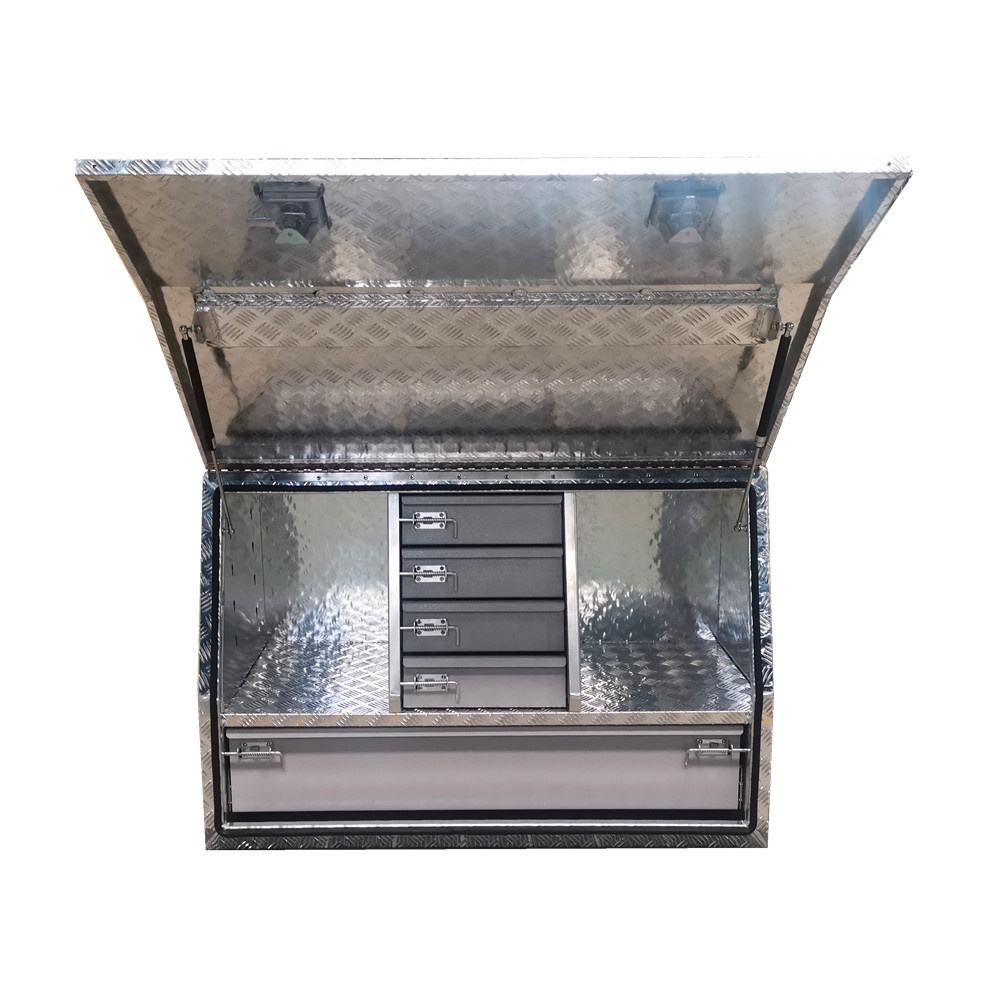 Aluminum grid panel side opening semi embedded door trailer truck storage toolbox