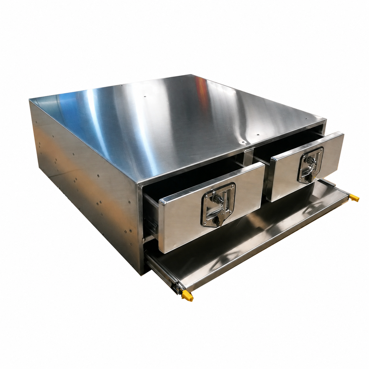 2.1ute canopy interior custom aluminum modular drawers with sliding benches (3)