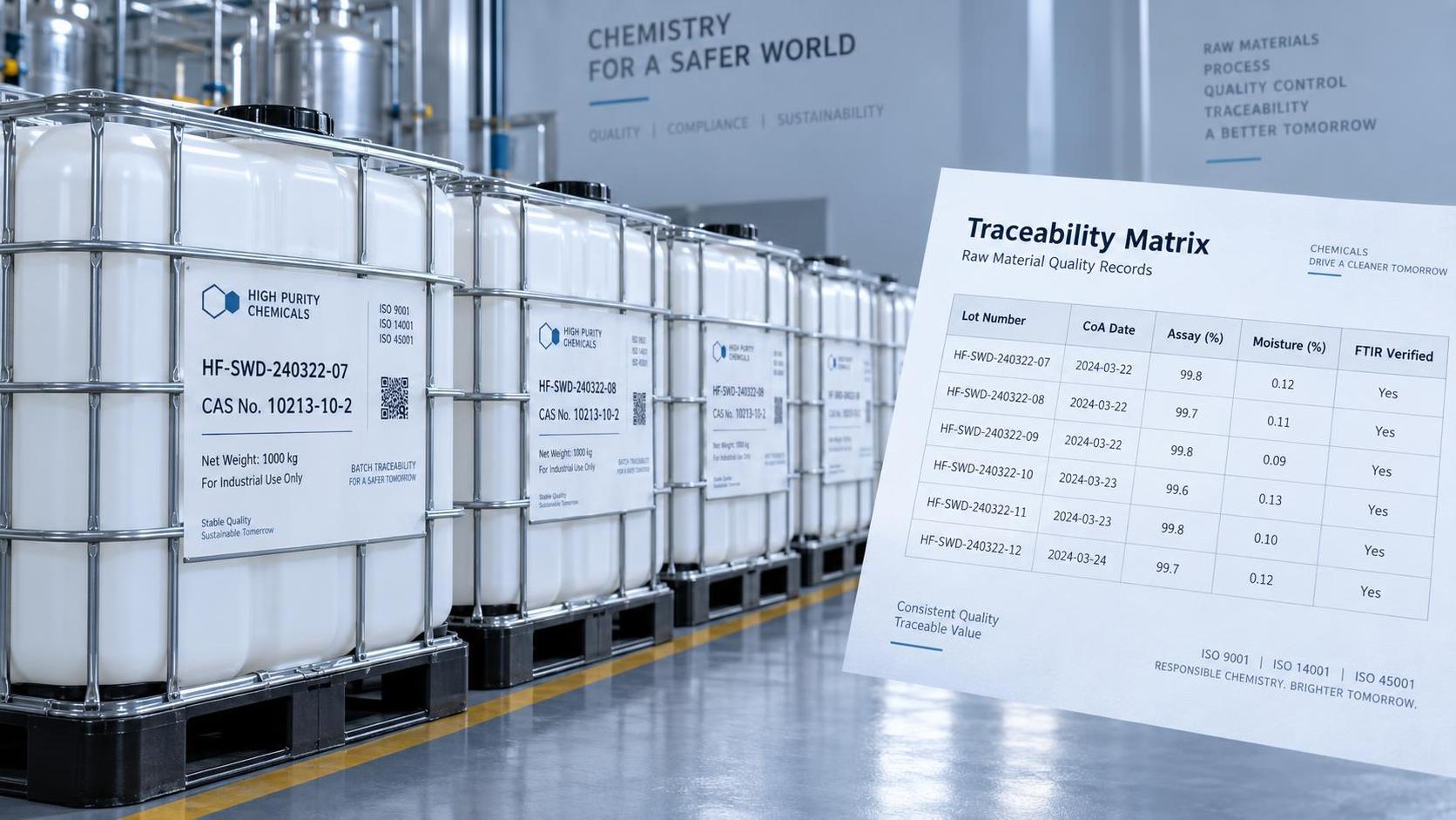Can chemical raw materials wholesale suppliers provide traceable lot numbers for ISO 9001 audits?