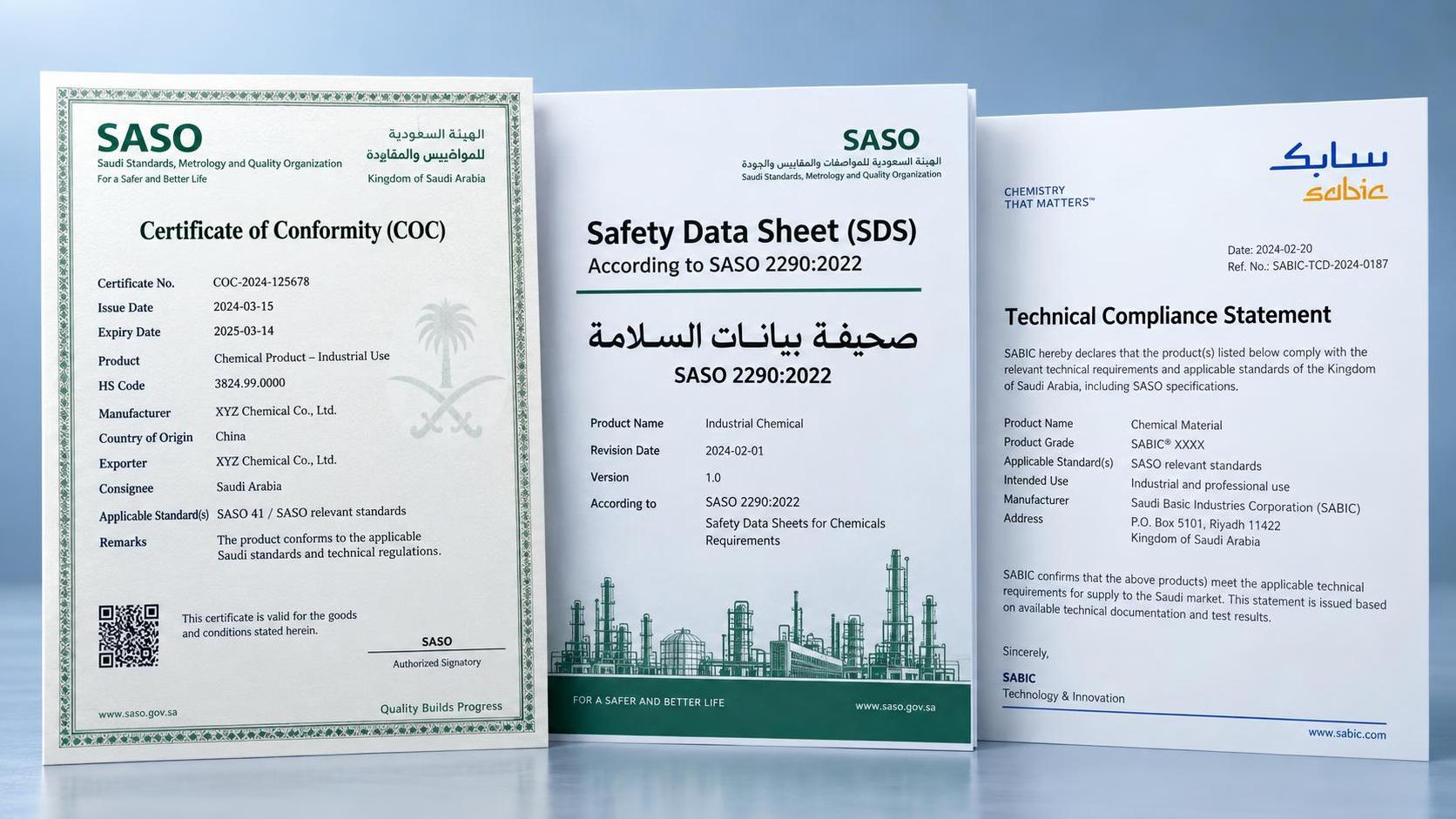 What certifications are mandatory for chemical exports to Saudi Arabia beyond GCC Standardization Organization approval? What certifications are mandatory for chemical exports to Saudi Arabia beyond GCC Standardization Organization approval?