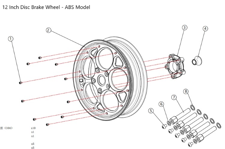 Vespa Forged Wheel Parts List