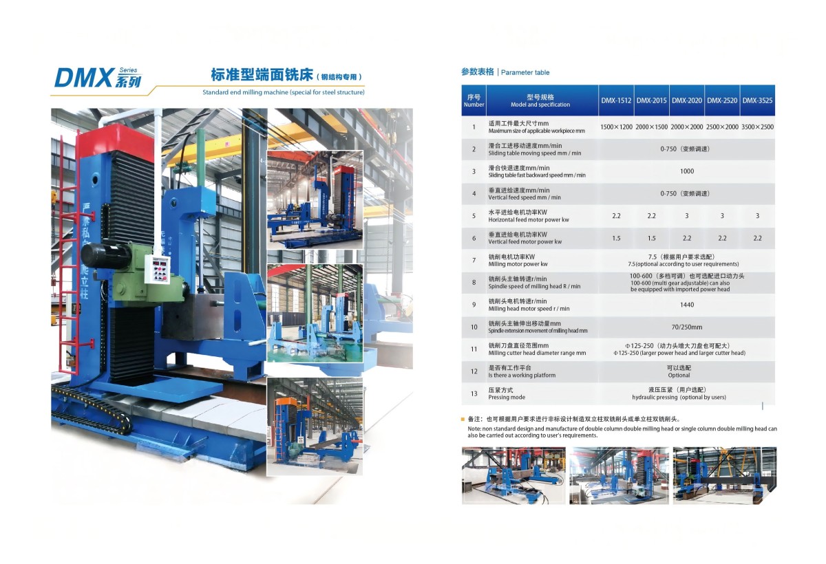 Parameter diagram Standard NC Face milling machine