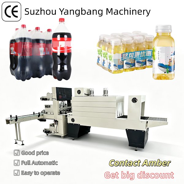 Machine automatique d’emballage sous film rétractable pour bouteilles YB-FS800 avec tunnel de thermorétraction pour eau, sodas, bière et boissons, emballage sous film PE