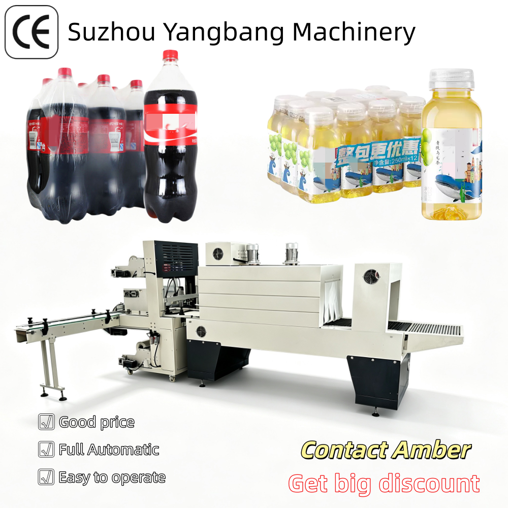Machine automatique d’emballage sous film rétractable pour bouteilles YB-FS800 avec tunnel de thermorétraction pour eau, sodas, bière et boissons, emballage sous film PE