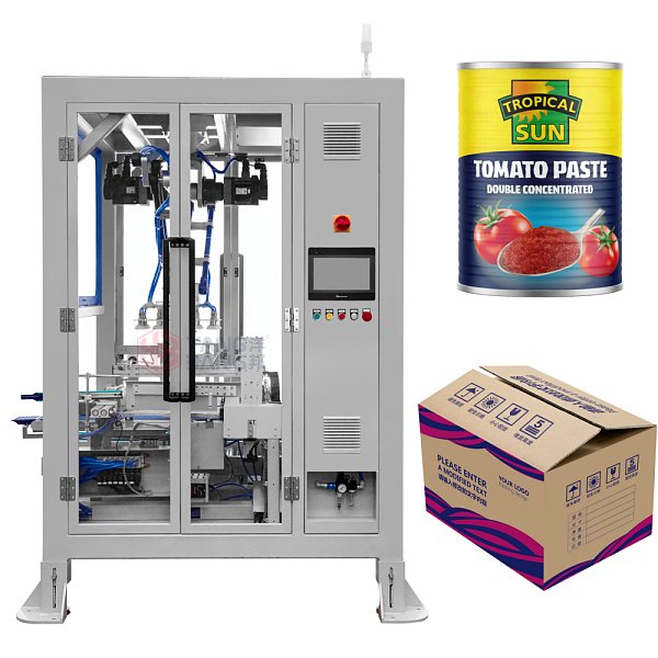 Máquina automática de encajonado para alimentos enlatados con brazo robótico de recogida y colocación