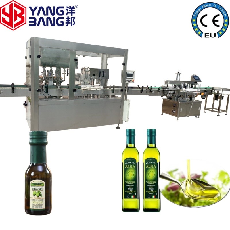 Máquina automática de llenado y taponado de productos pastosos de 4 cabezales YB-J4B, de acero inoxidable 304, para salsa alimentaria, aceite de oliva, aceite de cocina y aceite esencial