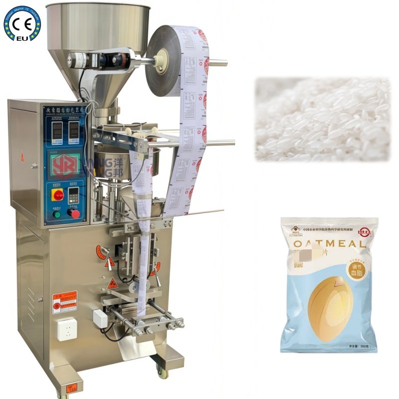 Máquina empacadora automática vertical de gránulos de arroz YB-300K de alta velocidad, con control PLC, 1.8Kw, para llenado y sellado de productos alimentarios granulados