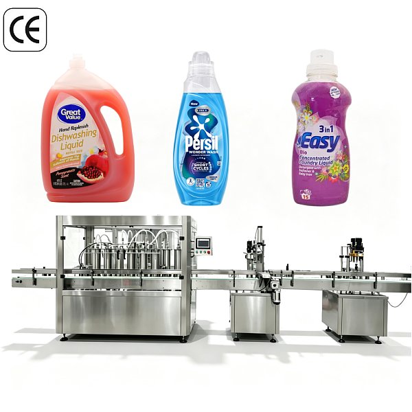 Máquina llenadora lineal de líquidos automática de alta velocidad YB-YG8 de 8 boquillas para cubetas grandes de detergente para ropa de 1 kg