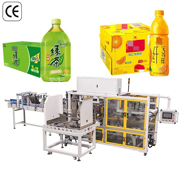 YB-YZX Empacadora automática de cajas envolventes, máquina de encajonado de cartón de una pieza para líneas de producción de bebidas y alimentos enlatados