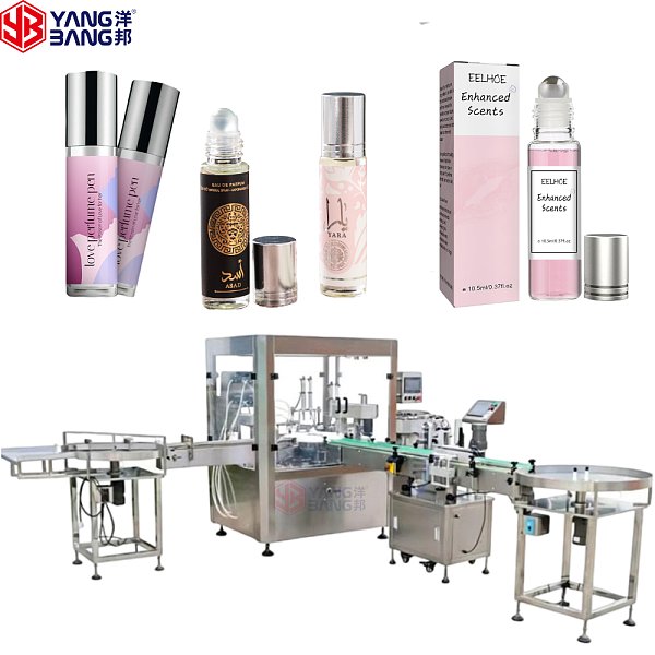 Máquina llenadora de perfume con bola roll-on totalmente automática, equipo de llenado de botellas con rodillo para líquidos cosméticos pequeños para perfume
