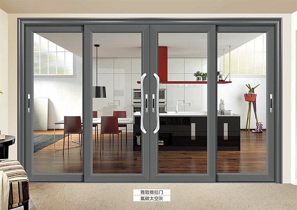 Elegant sliding door fluorocarbon space gray