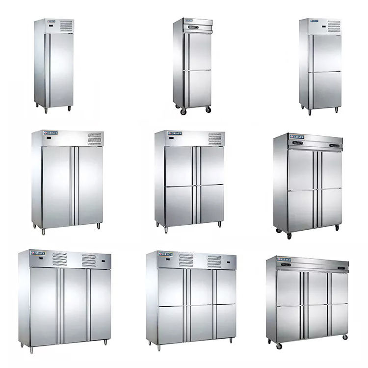 Commercial Upright Refrigerator 1/2/4/6 Door Stainless Steel Reach In Chiller Freezer Dual Temp Catering Kitchen Fridge