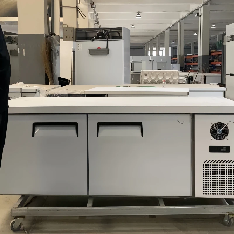 Commercial Stainless Steel No Frost Air Cooling Prep Table | Full Chiller, Full Freezer & Dual Temp Worktop Chiller