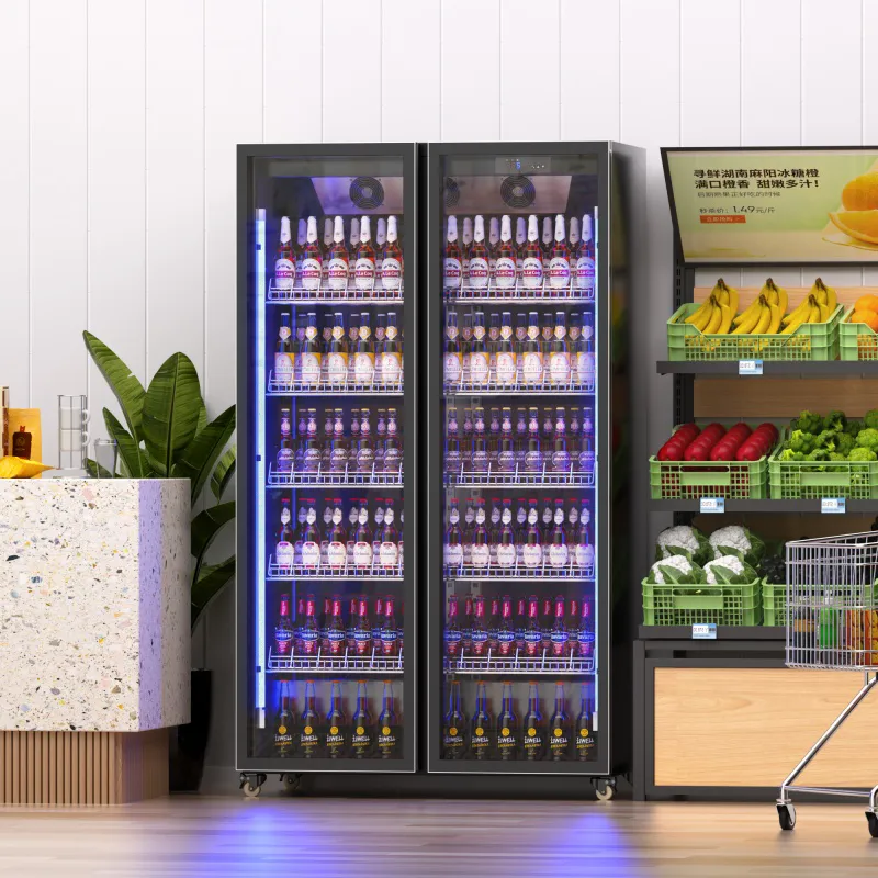 Commercial Triple Door Liquor Display Cooler, Refrigerated Wine Showcase for Bars
