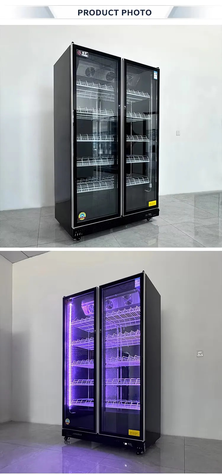 Commercial Triple Door Liquor Display Cooler, Refrigerated Wine Showcase for Bars