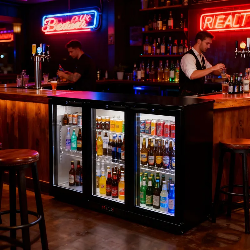 Small Beer & Beverage Display Cooler with Digital Temperature Display, Back Bar Chiller Cocktail Station Refrigerator