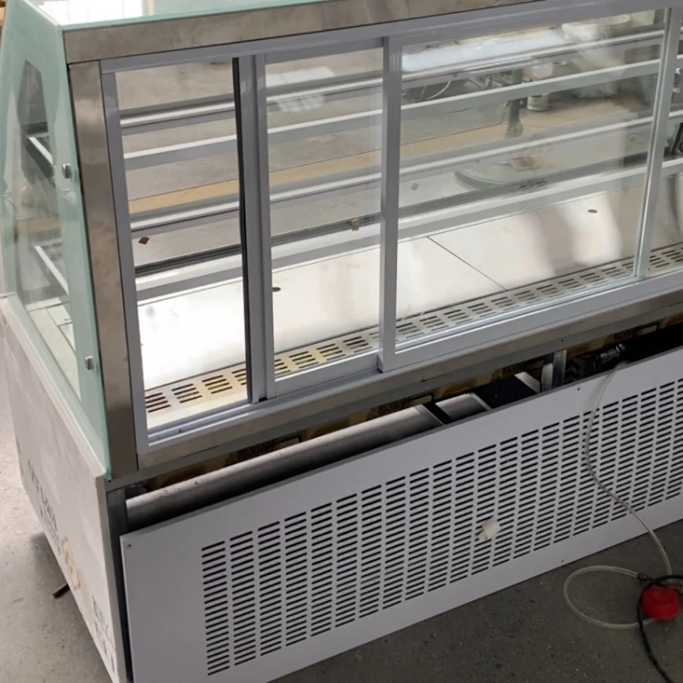Straight Glass Cake Showcase Refrigerator Air Cooling Anti-fog Bakery Pastry Display Chiller