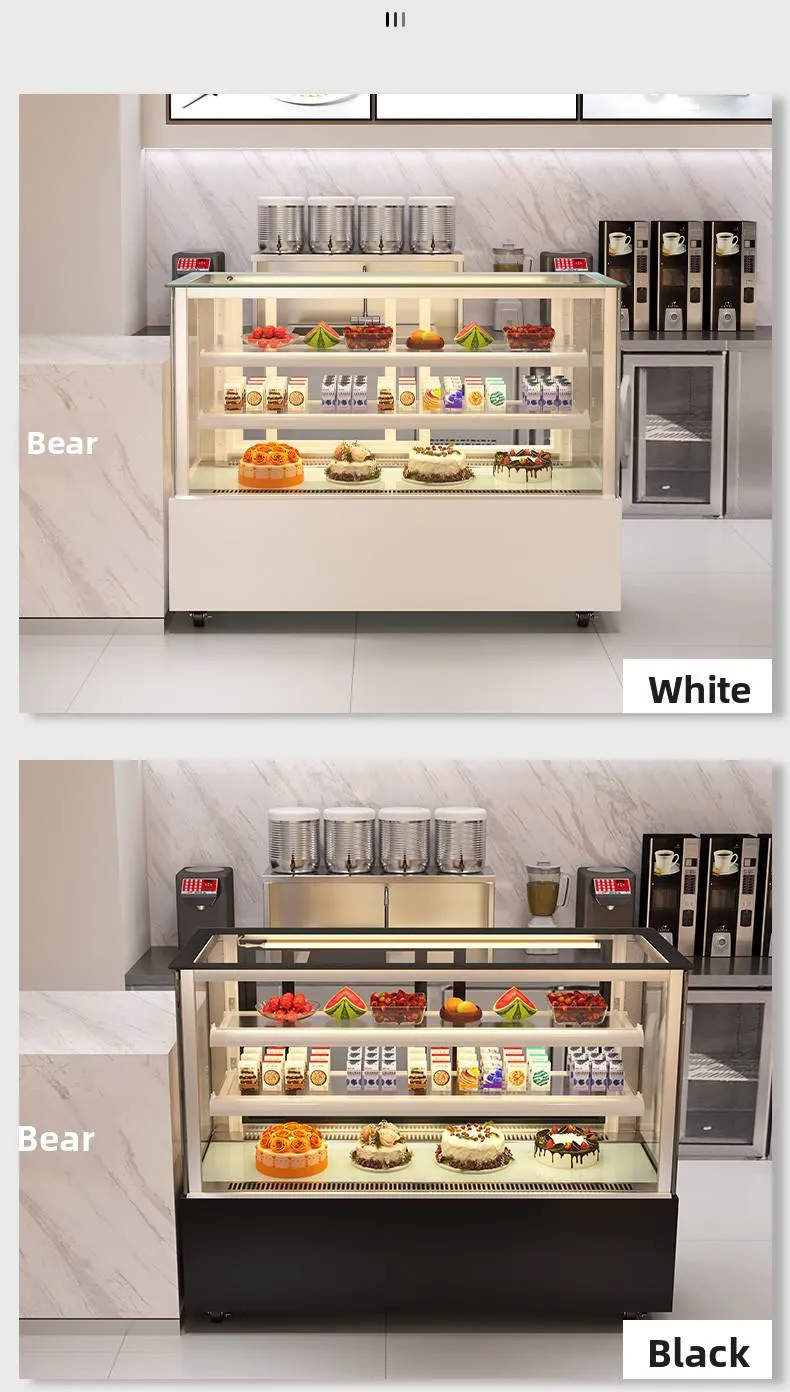 Straight Glass Cake Showcase Refrigerator Air Cooling Anti-fog Bakery Pastry Display Chiller