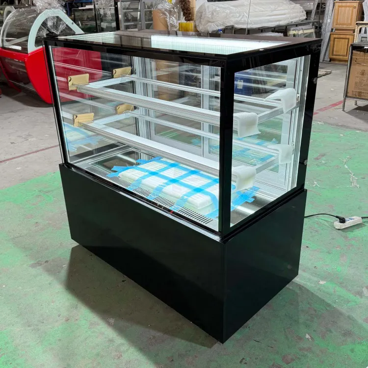 Straight Glass Cake Showcase Refrigerator Air Cooling Anti-fog Bakery Pastry Display Chiller