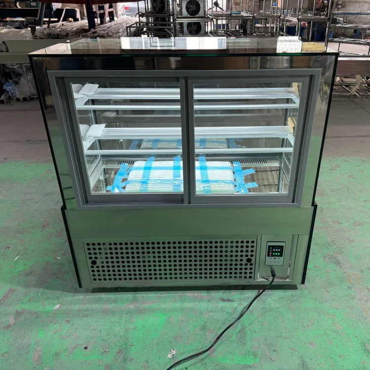 Straight Glass Cake Showcase Refrigerator Air Cooling Anti-fog Bakery Pastry Display Chiller