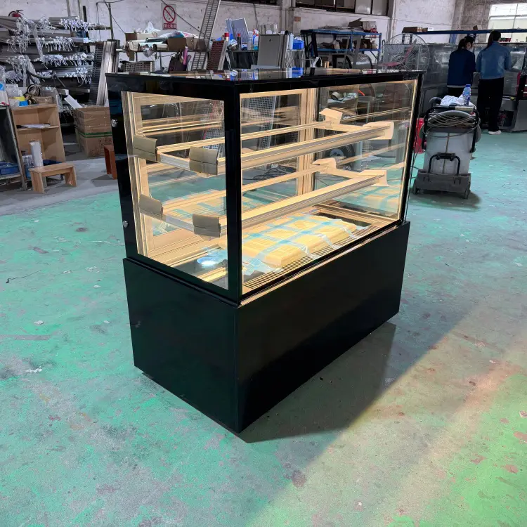 Straight Glass Cake Showcase Refrigerator Air Cooling Anti-fog Bakery Pastry Display Chiller