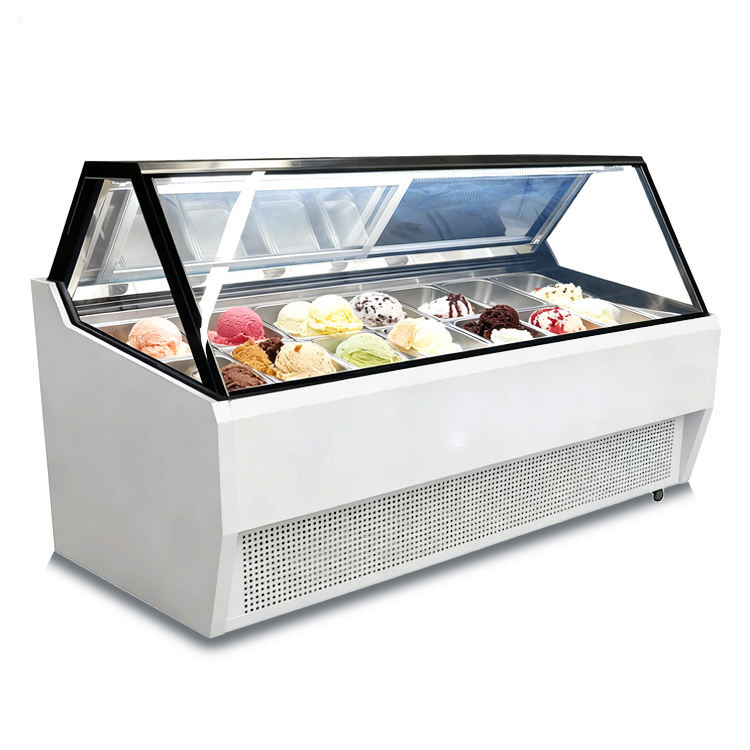 （Sloped‑front style）Commercial Ice Cream Display Freezer for Dessert Shop