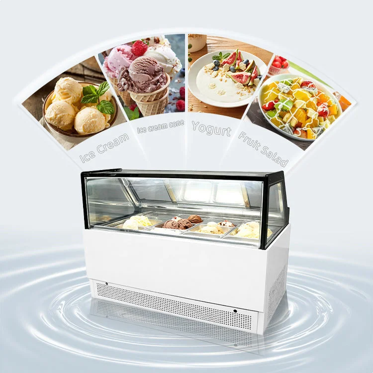 （Sloped‑front style）Commercial Ice Cream Display Freezer for Dessert Shop