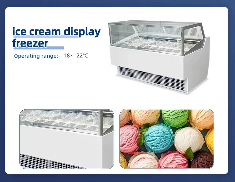 （Sloped‑front style）Commercial Ice Cream Display Freezer for Dessert Shop