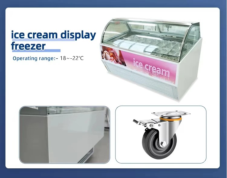 （Sloped‑front style）Commercial Ice Cream Display Freezer for Dessert Shop