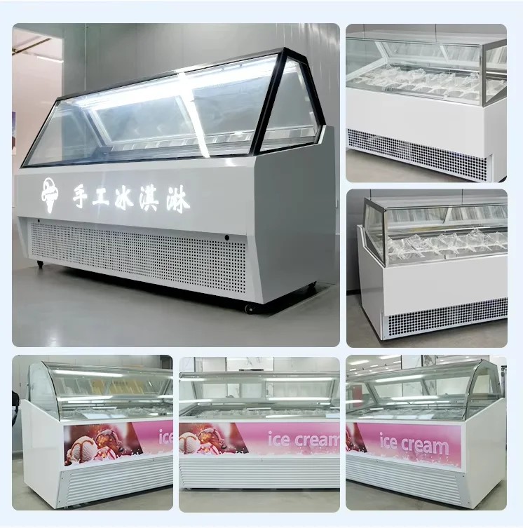 （Sloped‑front style）Commercial Ice Cream Display Freezer for Dessert Shop