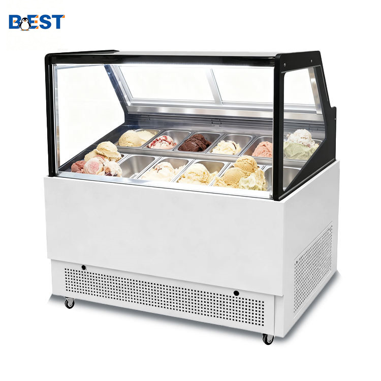 （Straight‑front style）Commercial Ice Cream Display Freezer For Dessert Shop