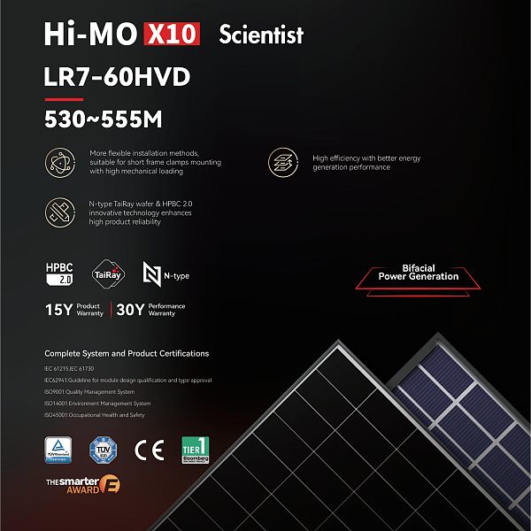 Hi-MO X10 Scientist LR7-60HVD 530~555M
