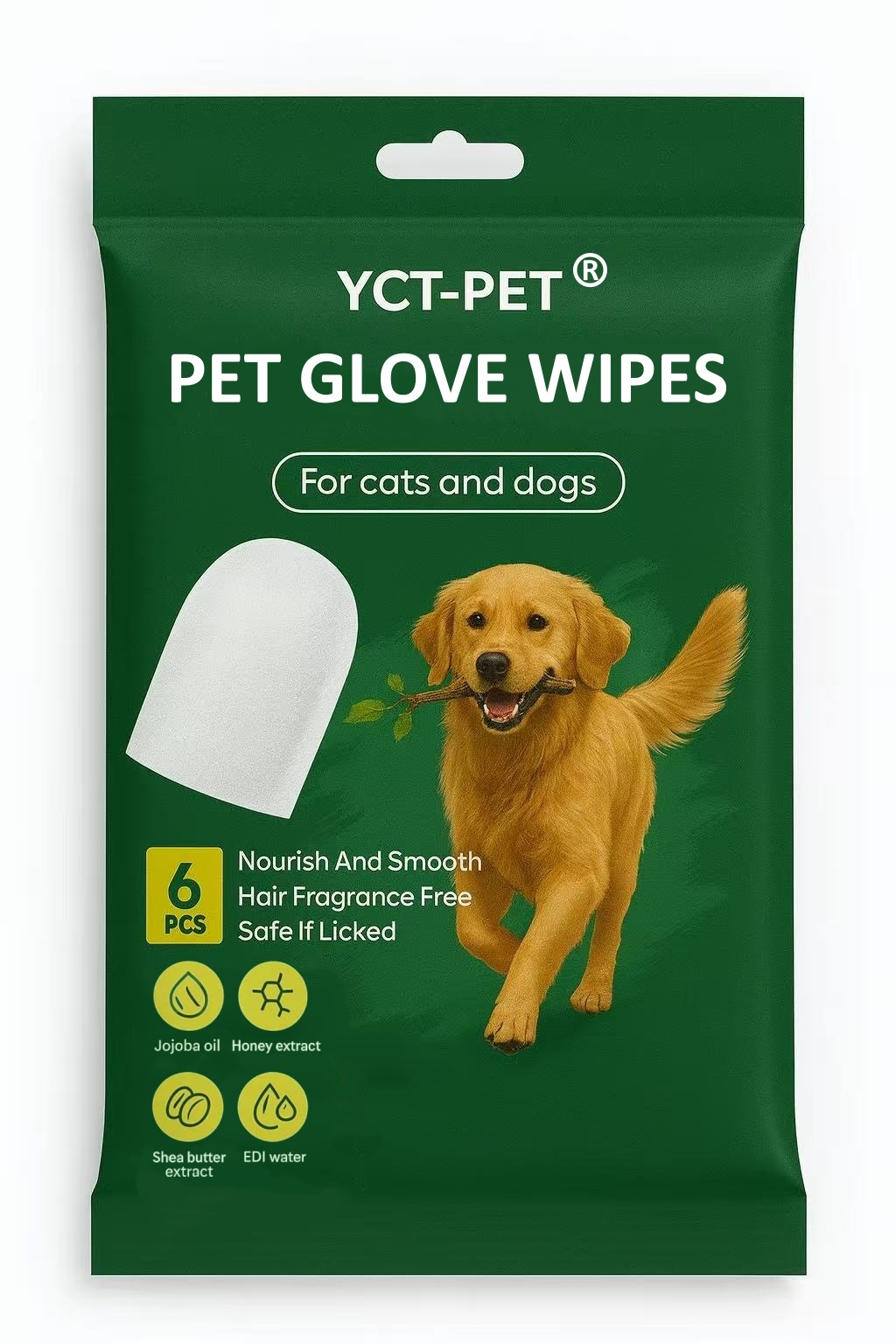 Pet glove wipes | Square fingerless Pet glove wipes | Square fingerless