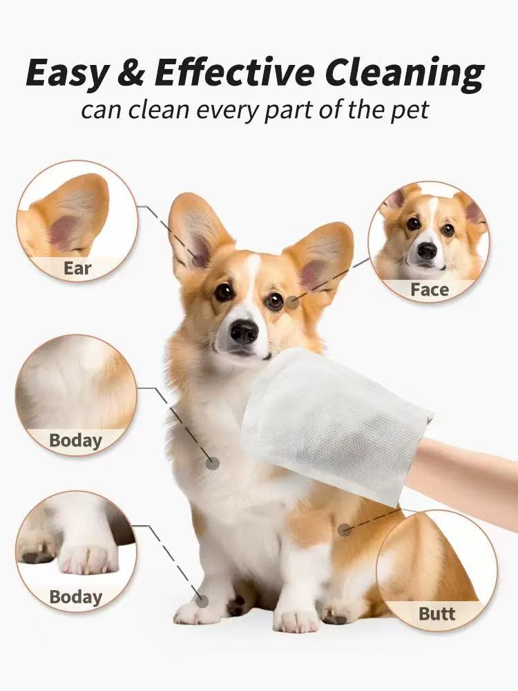 Pet glove wipes | Square fingerless Pet glove wipes | Square fingerless