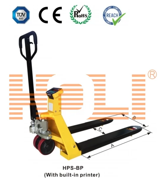 Báscula para transpaleta hidráulica HPS-B/ HPS-BP para palés de madera, logística de almacén, fácil de mover y maniobrar, con indicador de la serie HL318L