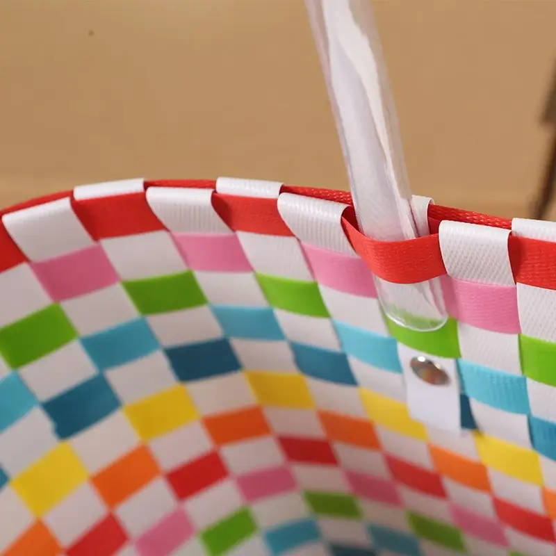 爽やかなスタイルの新型プラスチック編みギフトバスケット／ハンドバッグ／お土産バスケット、女性向けビーチバッグ／トートバッグ