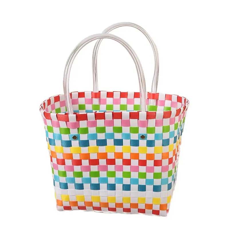 爽やかなスタイルの新型プラスチック編みギフトバスケット／ハンドバッグ／お土産バスケット、女性向けビーチバッグ／トートバッグ