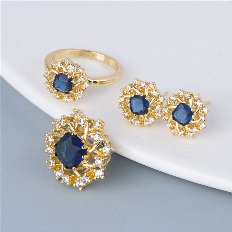 Vintage Gold Gemstone Jewelry Set Necklace Earrings Ring Women Party Jewellery Vintage Gold Gemstone Jewelry Set Necklace Earrings Ring Women Party Jewellery